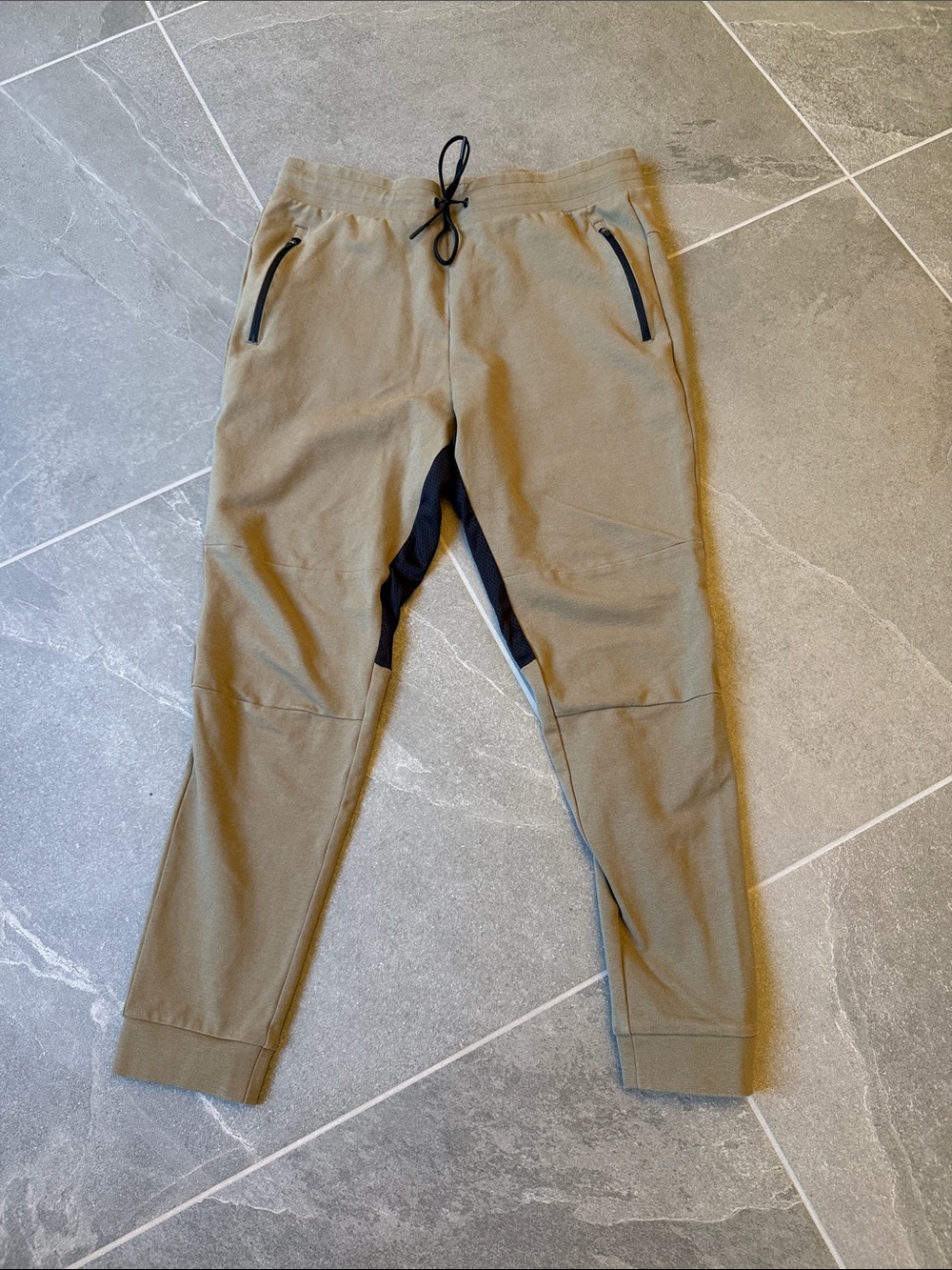 H&M Olive Green Men's Jogger Pants with Black Trim